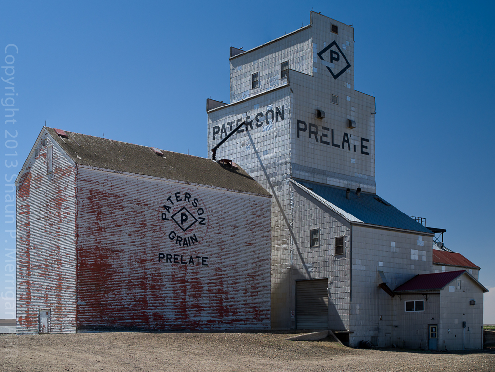 Wooden Grain Elevator at Prelate SK, Saskatchewan.